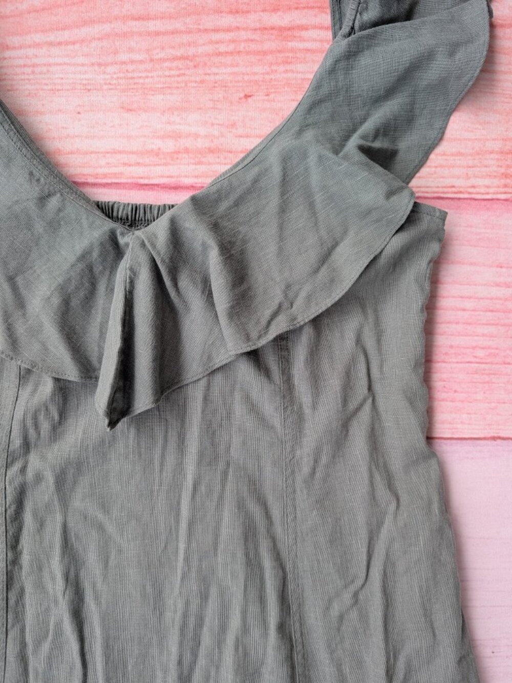NWT Universal Thread Green Ruffle Midi Dress Large Cotton Blend - Picture 8 of 10